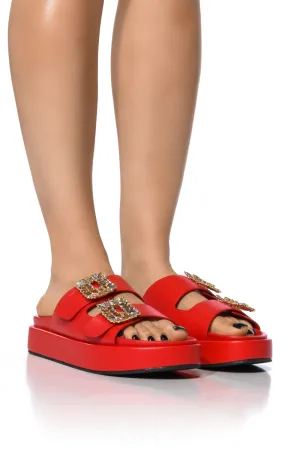 AZALEA WANG BABET EMBELLISHED SANDAL IN RED