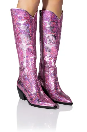 AZALEA WANG BRAELYN EMBELLISHED BOOT IN PINK