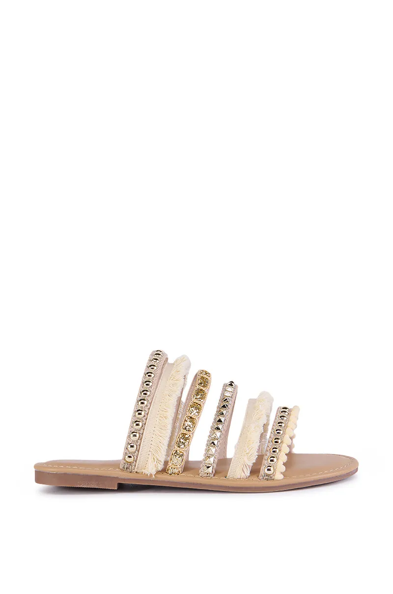 AZALEA WANG LEONORA WHITE EMBELLISHED SANDAL