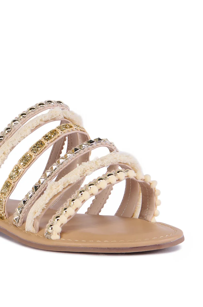 AZALEA WANG LEONORA WHITE EMBELLISHED SANDAL