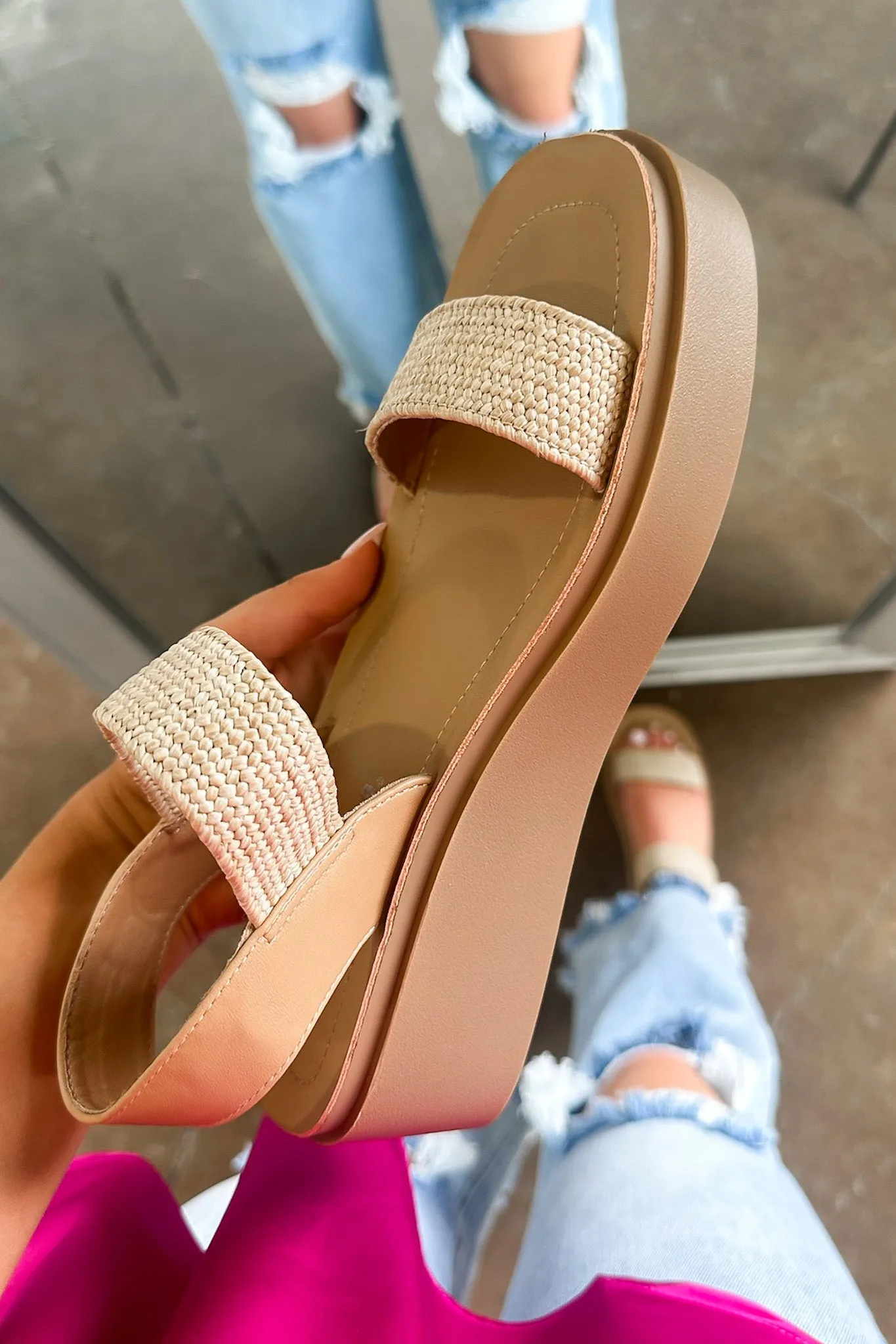 Beachy Bestie Raffia Strap Platform Sandal