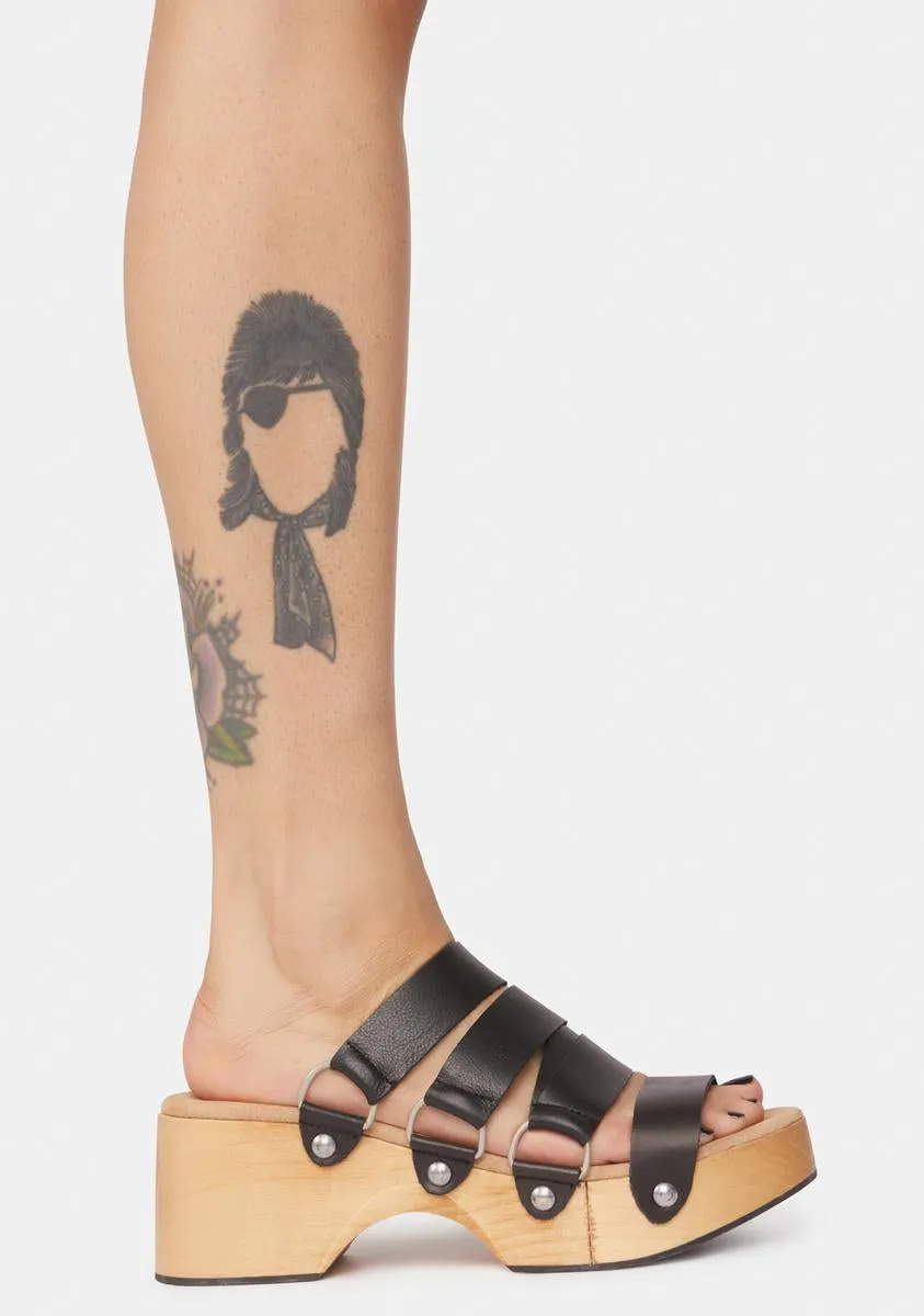 Black Virgo Switchback Clog Slide Sandals