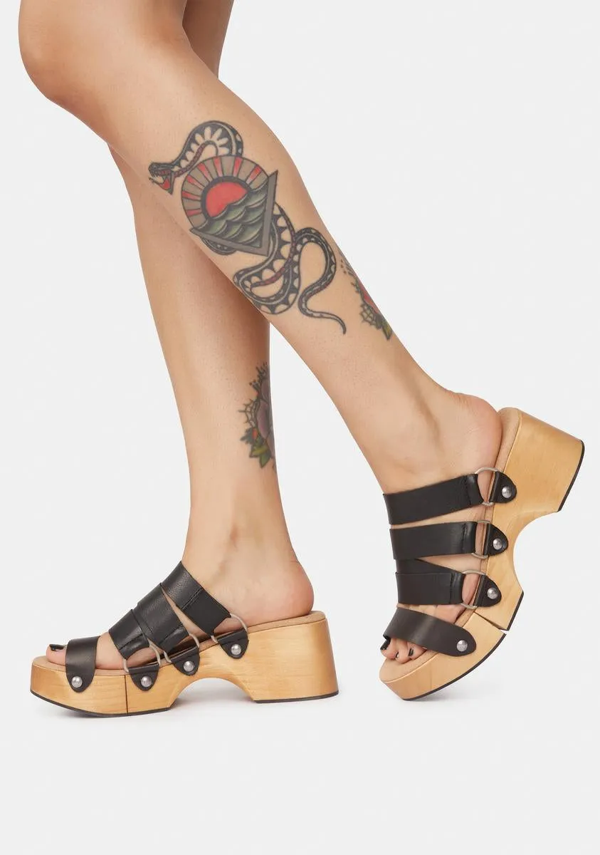 Black Virgo Switchback Clog Slide Sandals