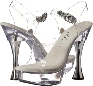 Brook-C Clear 5.5" Cone Heel Sandals