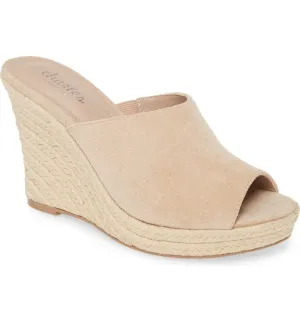 Charles David Lawrence Espadrille Wedge Sandal NUDE Suede Platfrom Mule (9.5, NUDE-MS)