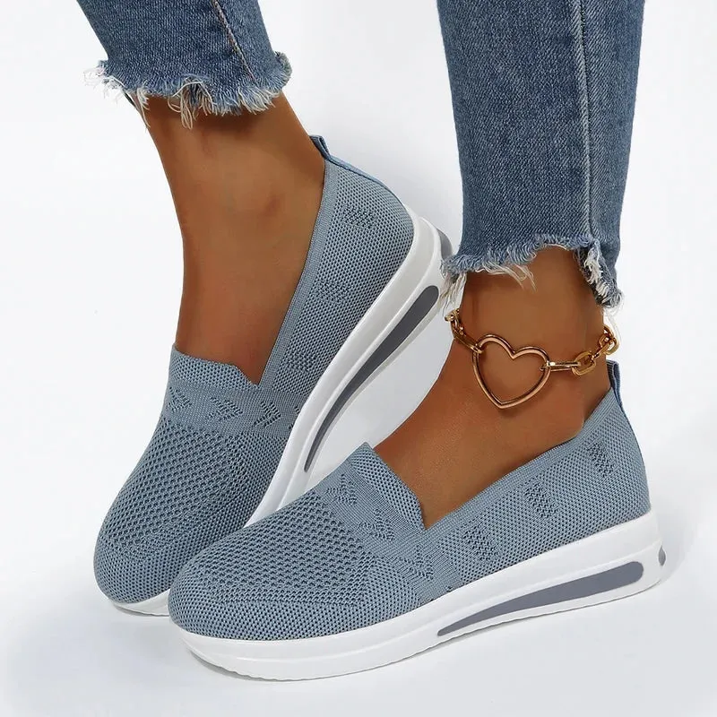 Chic Wedge Sneakers with Airy Mesh Upper