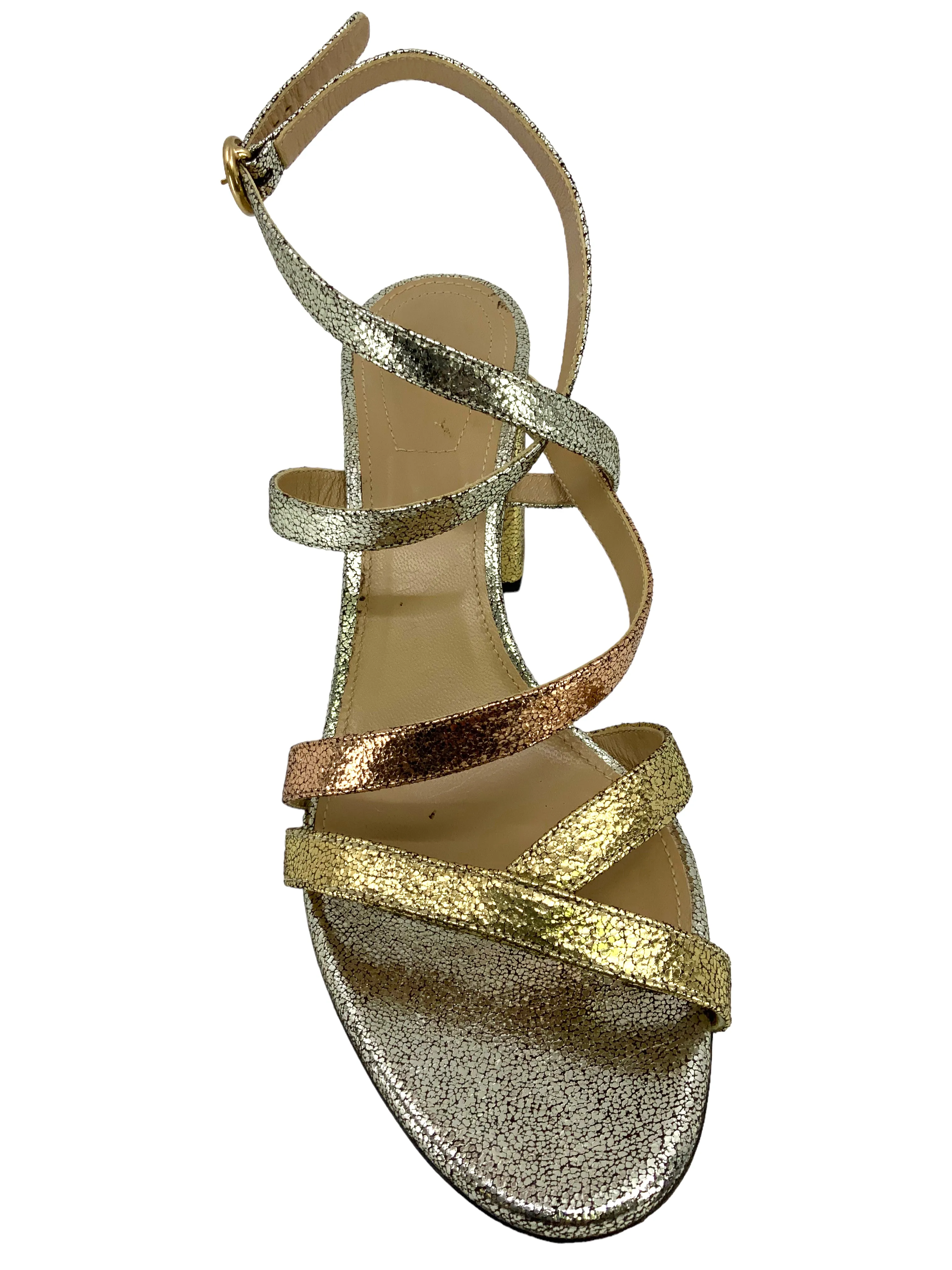 CHLOE Metallic Leather Strappy Sandals Size 9