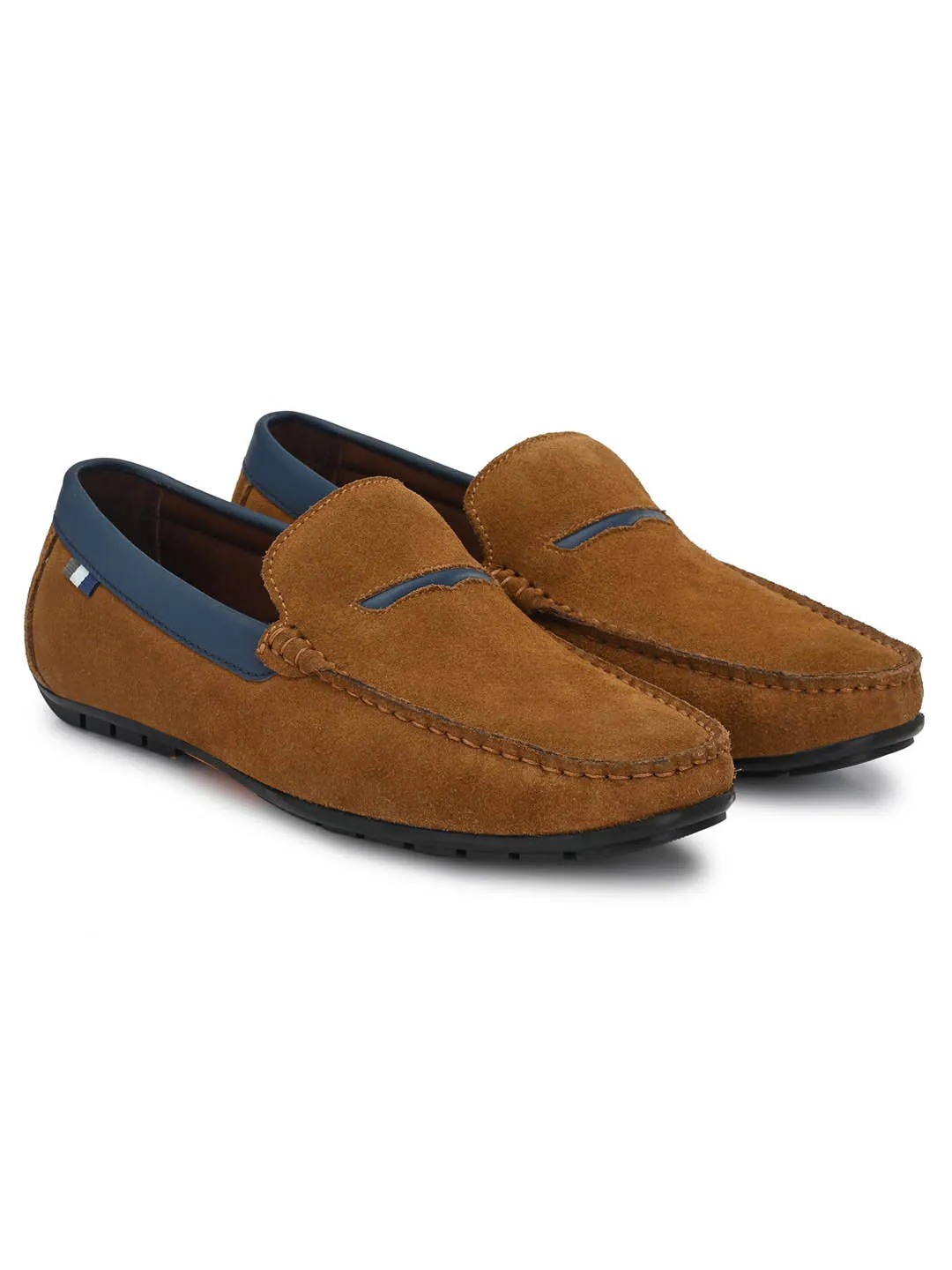 HITZ7603 Men's Tan Leather Casual Slip-On Shoes