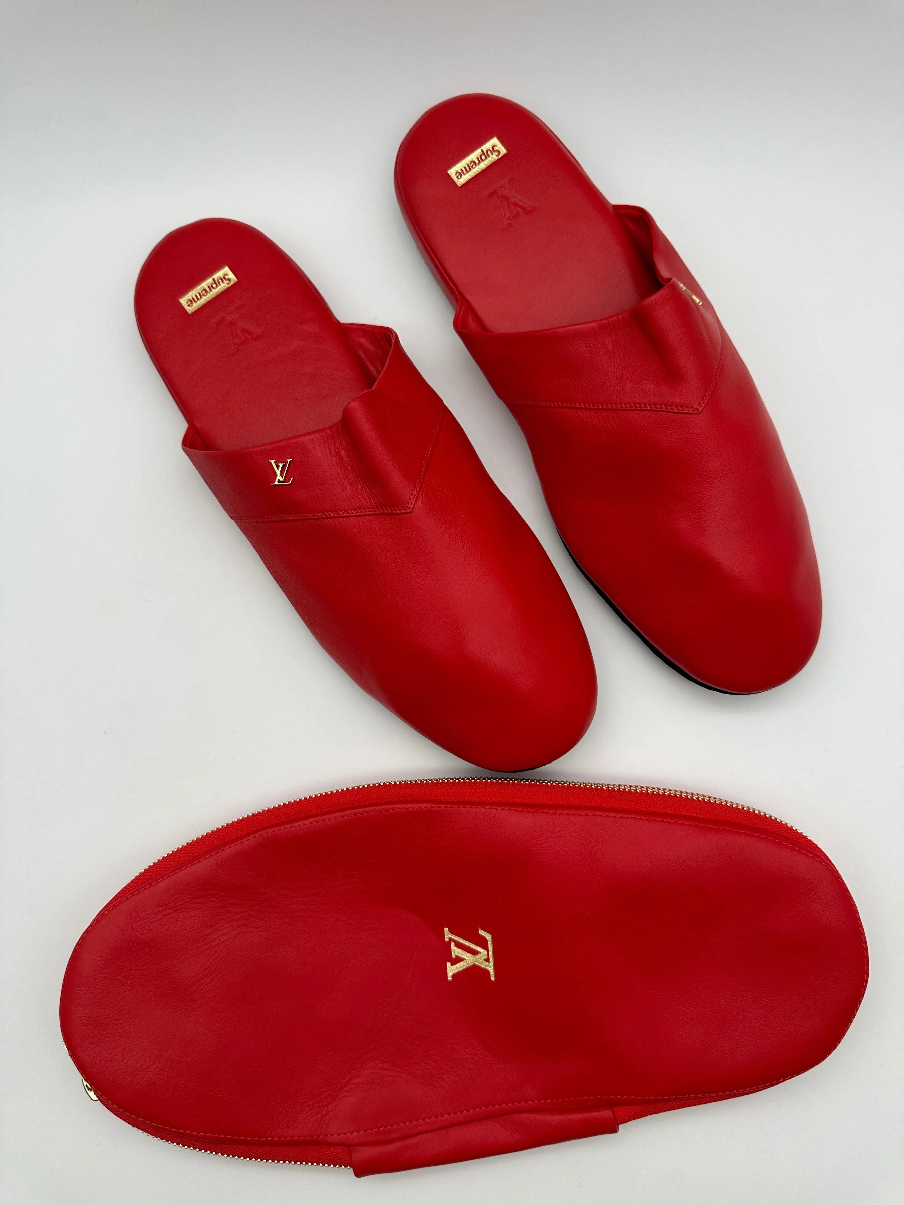 Leather Hugh Flat Slippers