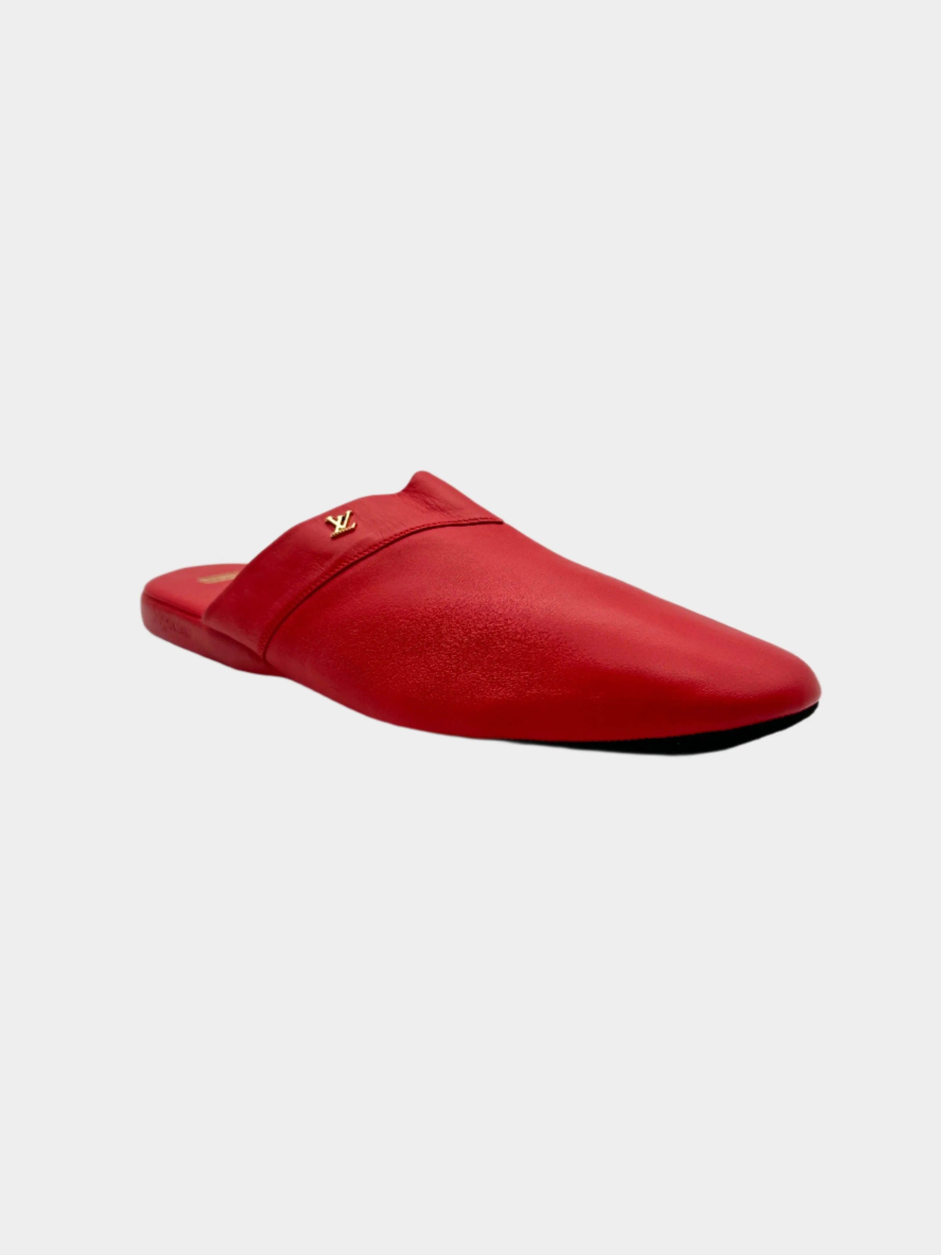 Leather Hugh Flat Slippers