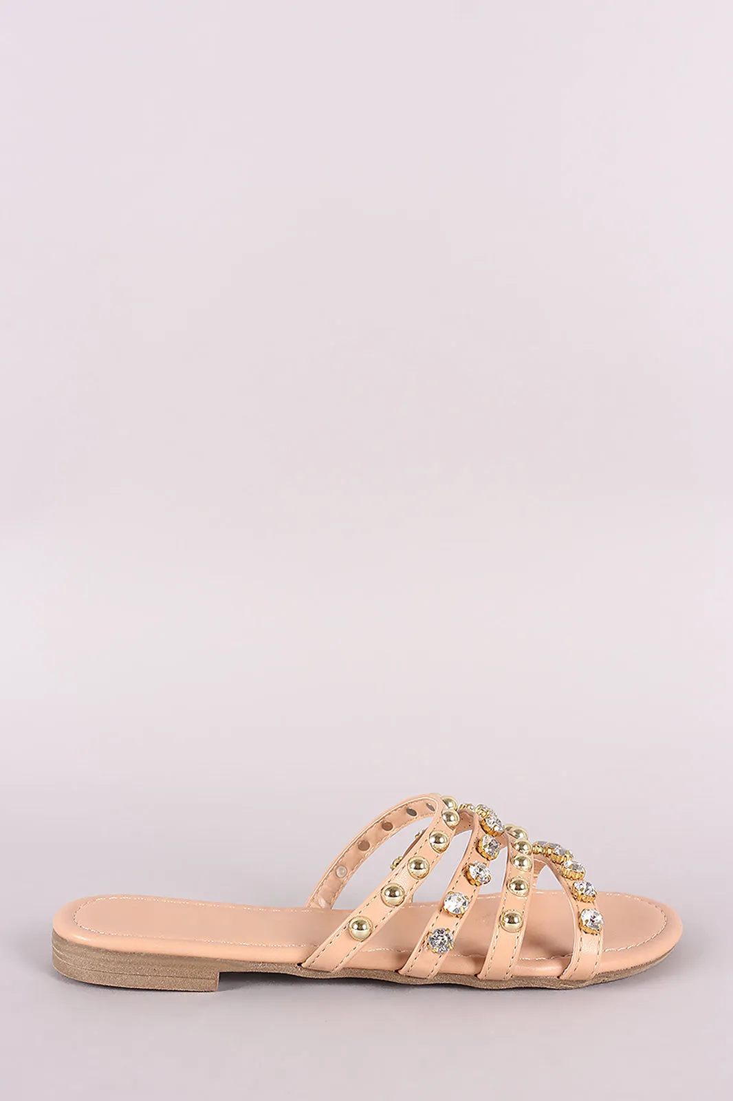 Liliana Strappy Studs And Jewels Slide Sandal