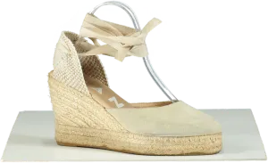 Manebi Beige Suede Espadrille Wedges UK 6 EU 39