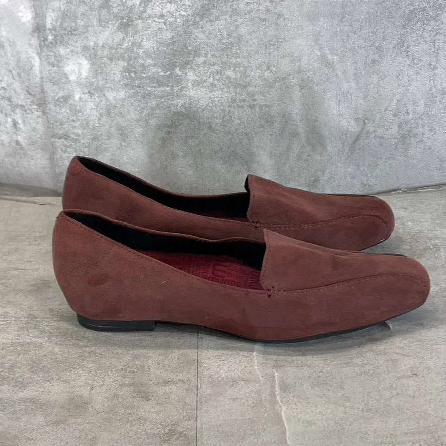 MUNRO Women's Wine Suede Diedre Square-Toe Slip-On Loafers SZ 8.5