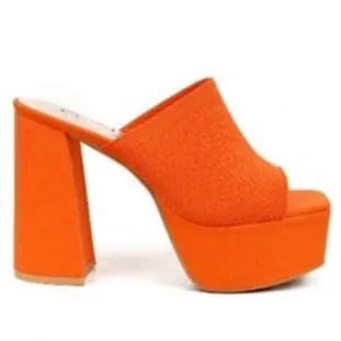 MYNTY Orange Faux Leather Knit Vamp