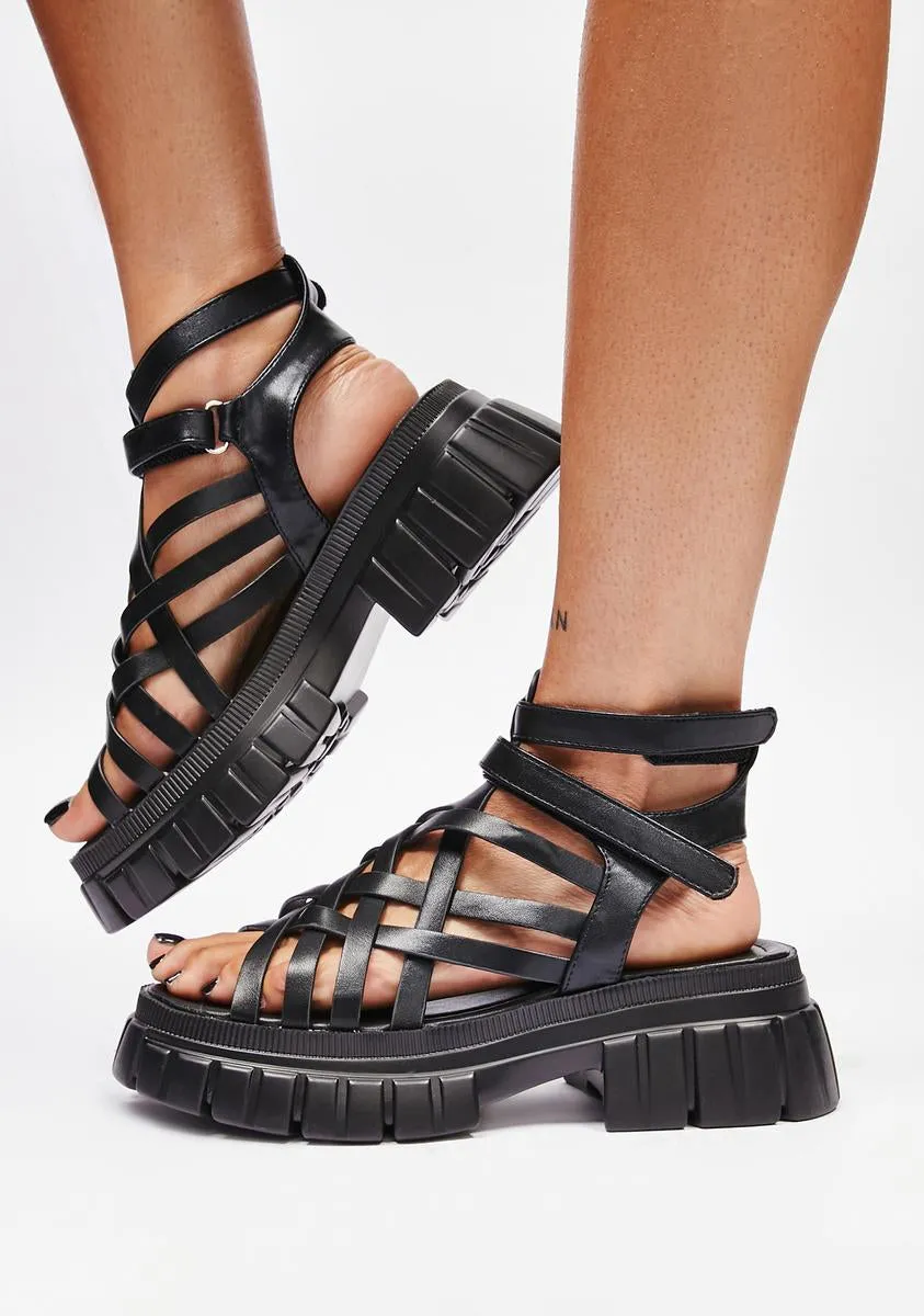 Noir No Guarantees Platform Sandals