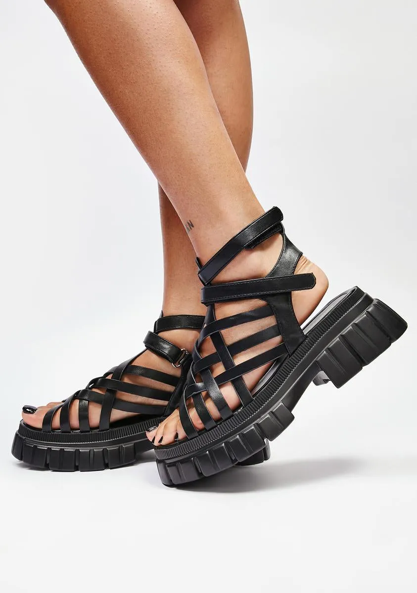 Noir No Guarantees Platform Sandals