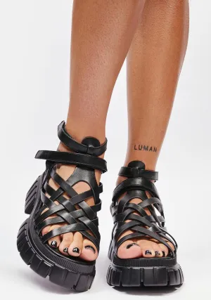 Noir No Guarantees Platform Sandals