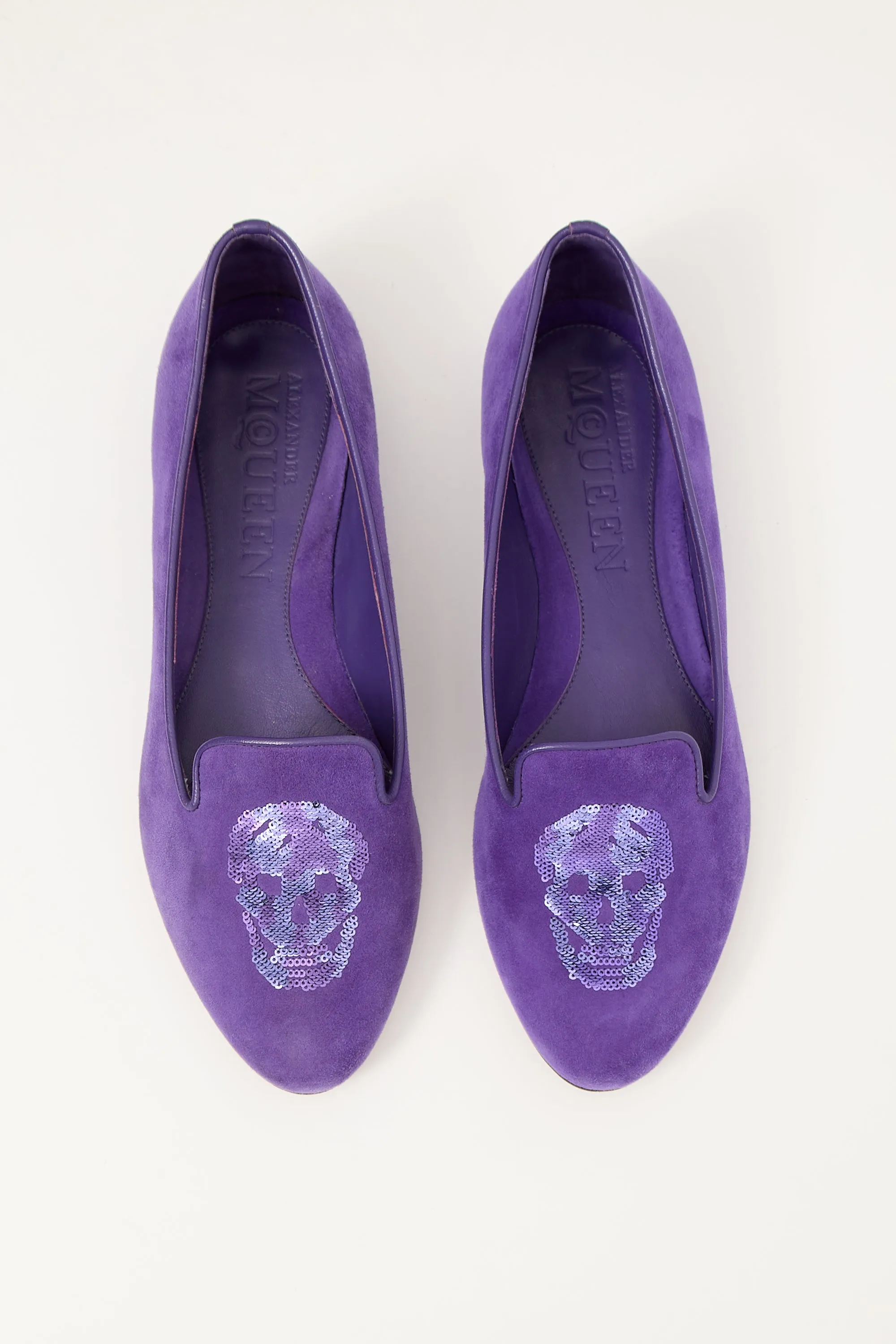 Purple Suede & Sequin Skull Loafer