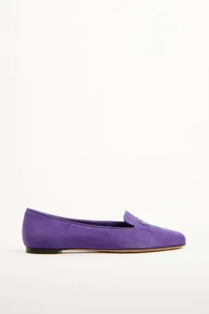 Purple Suede & Sequin Skull Loafer