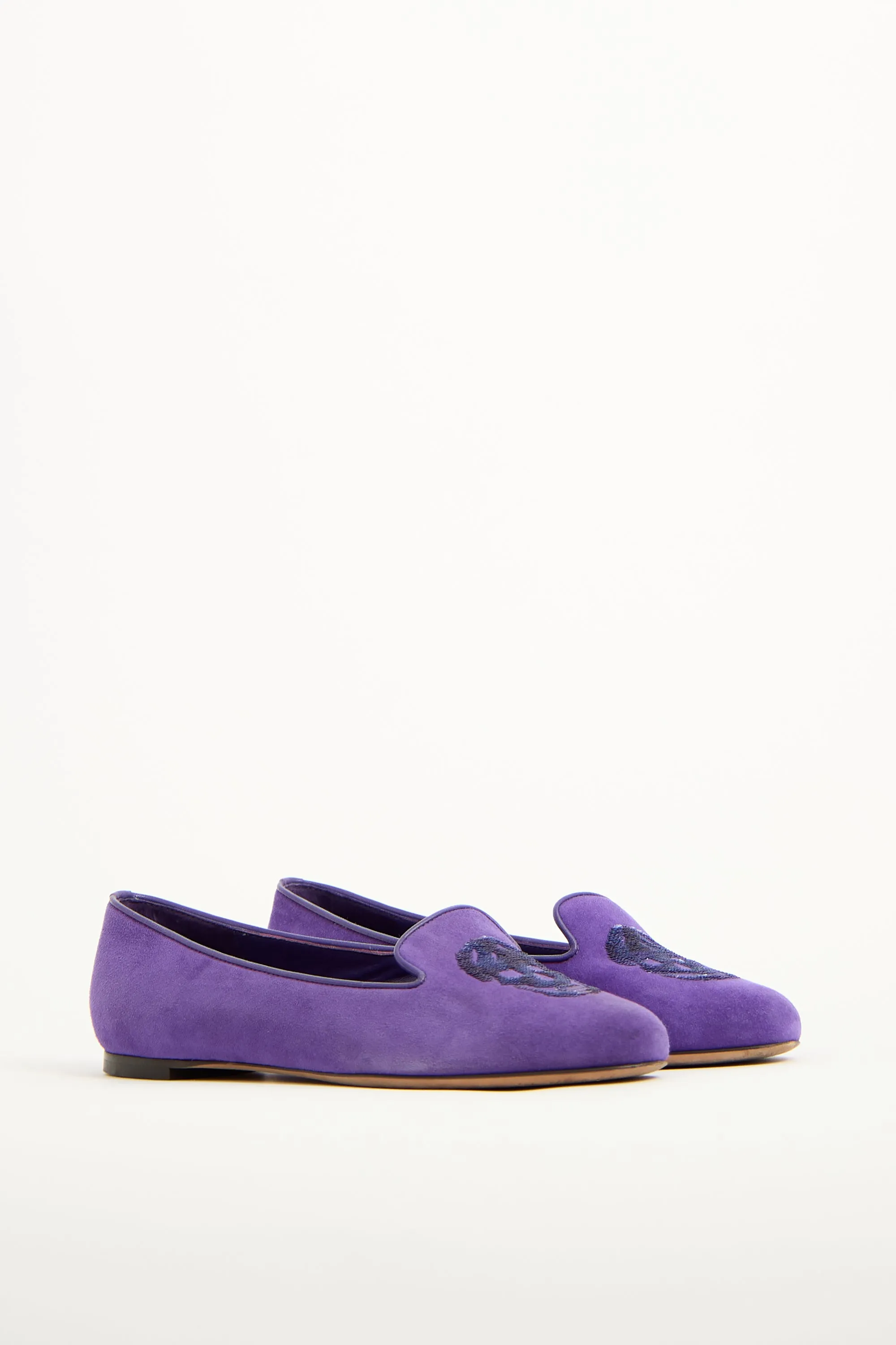 Purple Suede & Sequin Skull Loafer