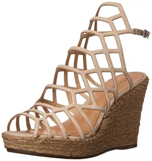 Schutz Oyster Ankle Strap Caged Espadrille Wedge Platform Heeled Sandals