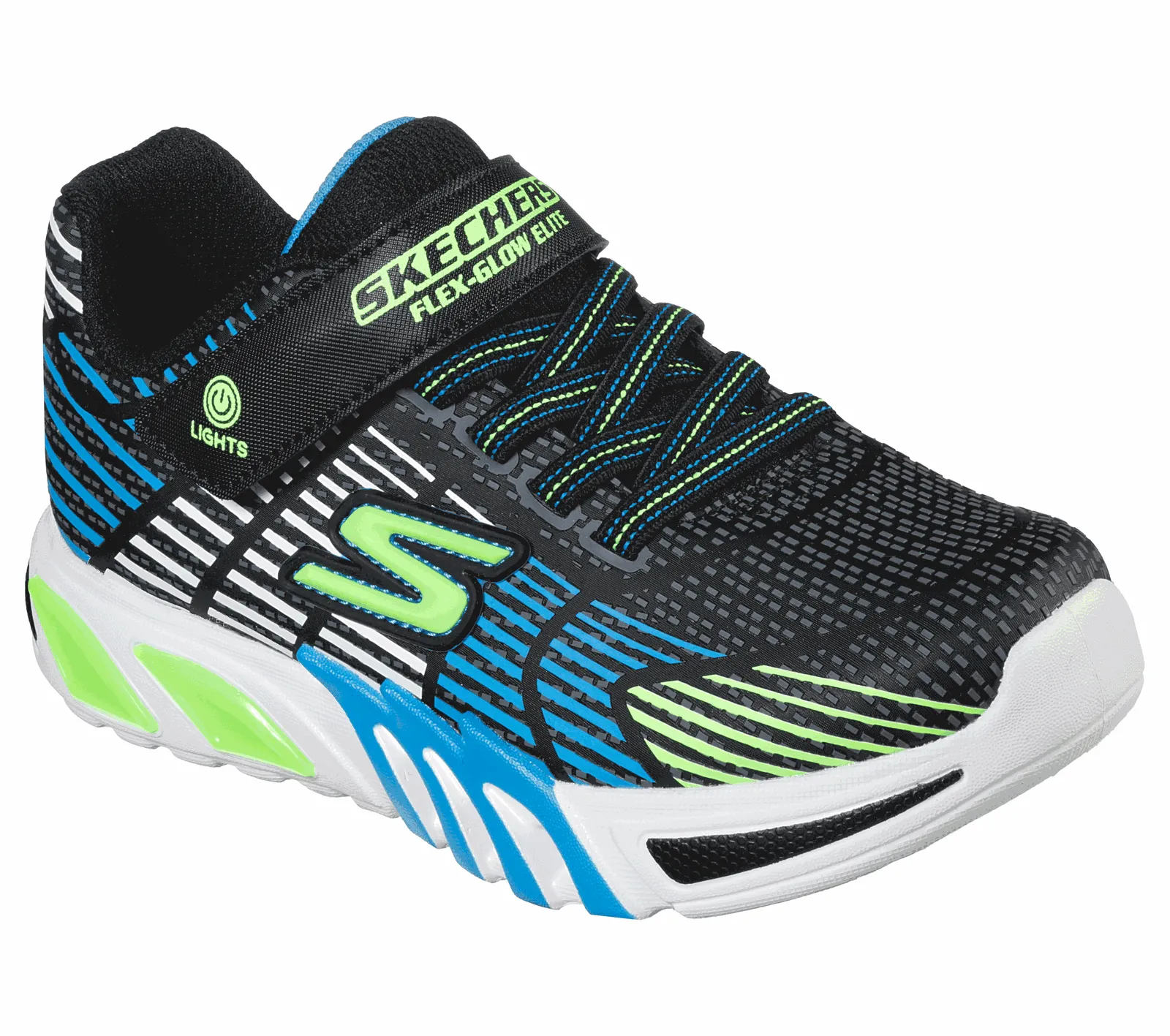 Skechers Black/Lime Multi S Lights Flex Glow Elite Children's Sneaker