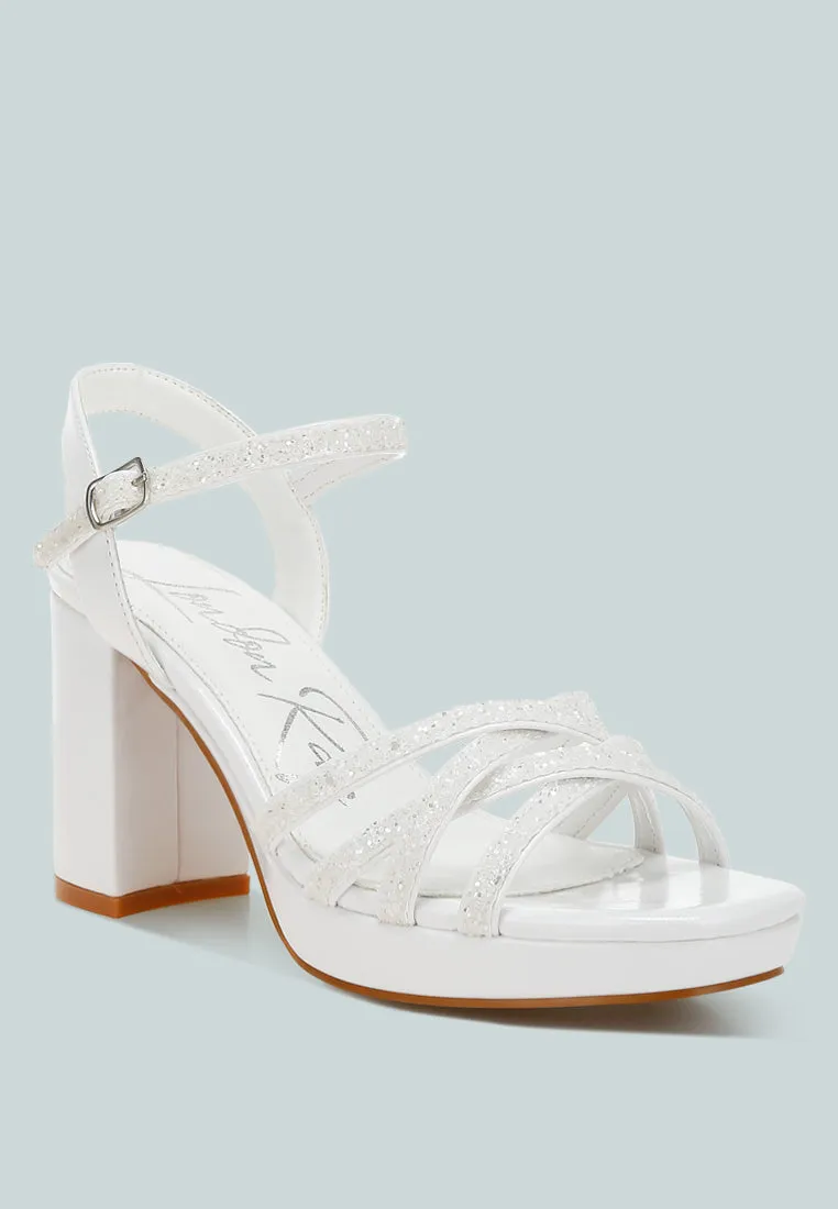 Sparks Fly Glitter Strappy Block Sandals