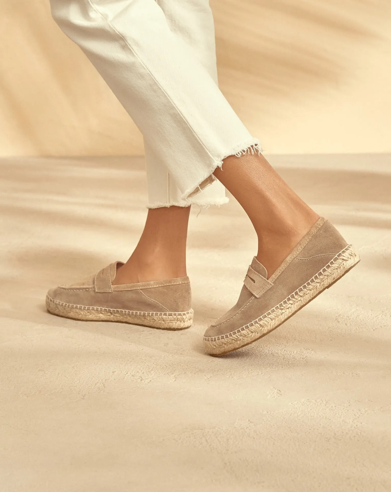 Suede Loafers Espadrilles - W19LW - Hamptons Vintage Taupe