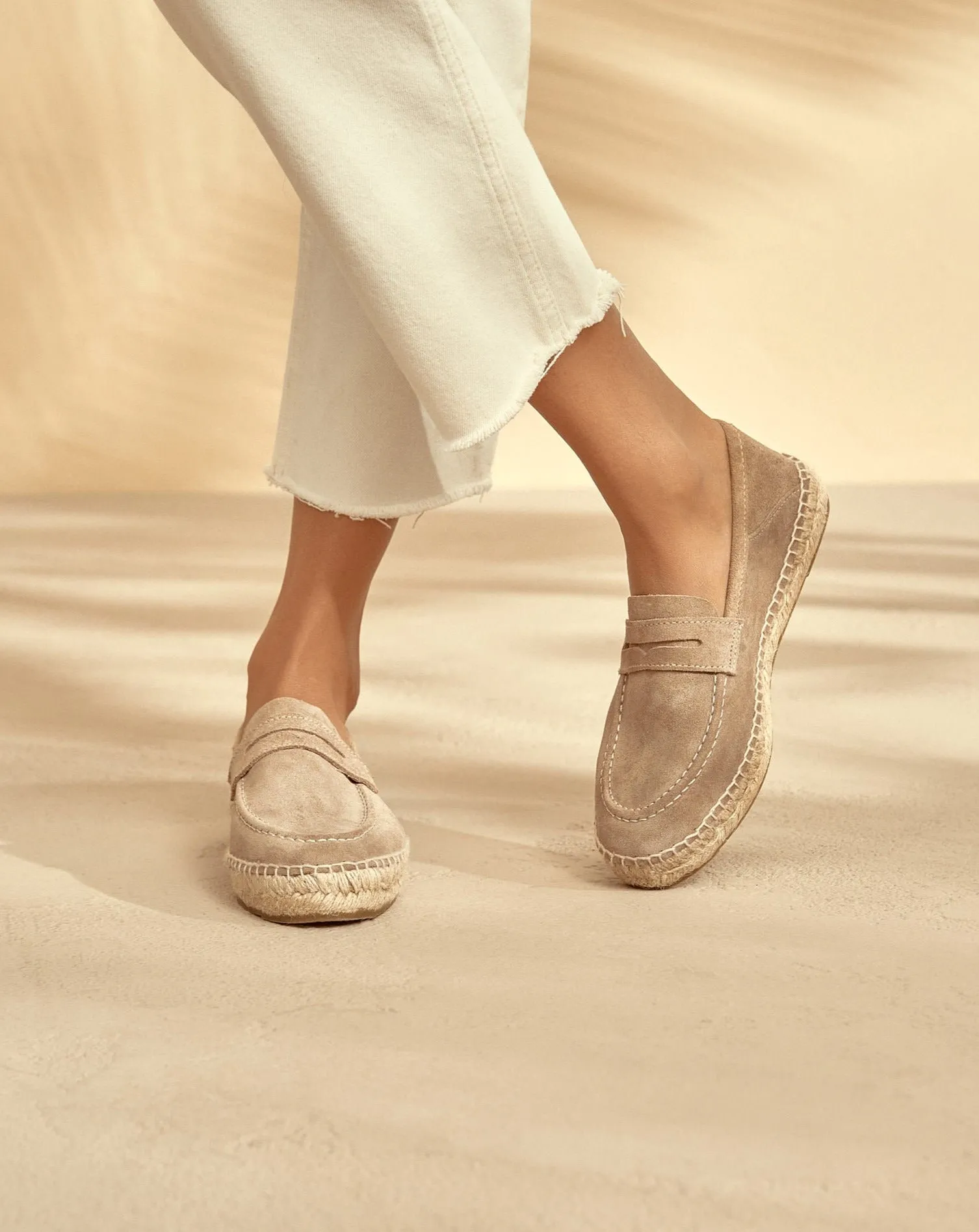 Suede Loafers Espadrilles - W19LW - Hamptons Vintage Taupe