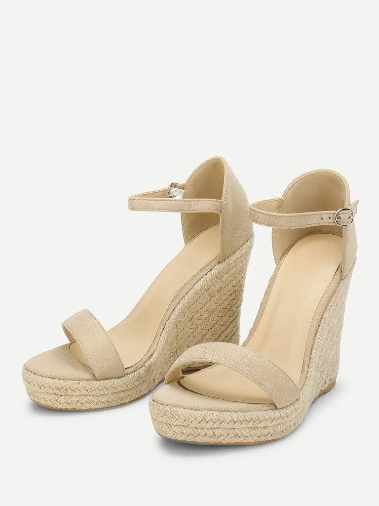 Two Part Espadrille Wedge Sandals