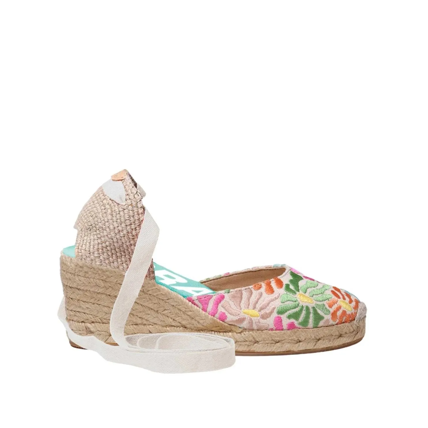 Vegan Multicolored Embroidery Wedges Espadrille For Women - Castell