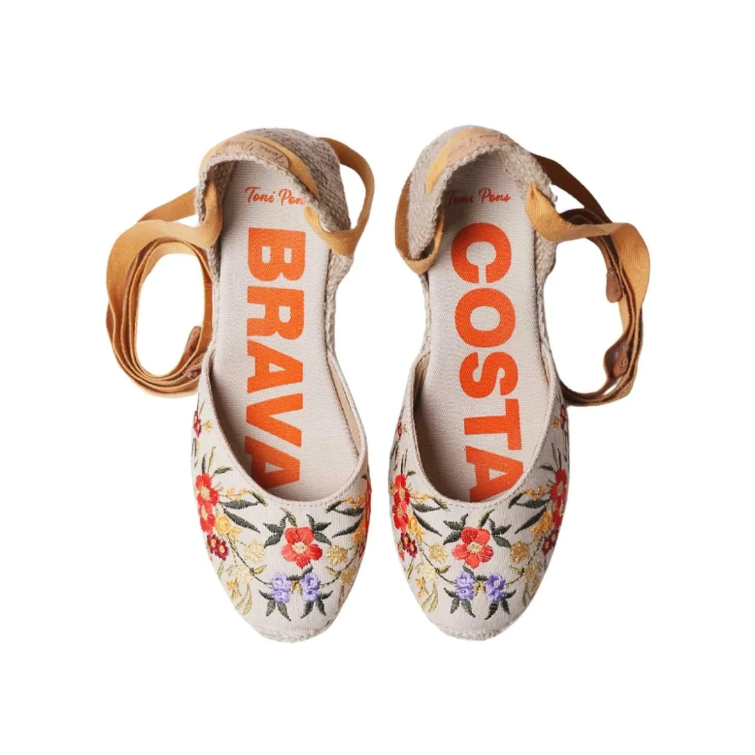 Vegan Multicolored Embroidery Wedges Espadrille For Women - Castell