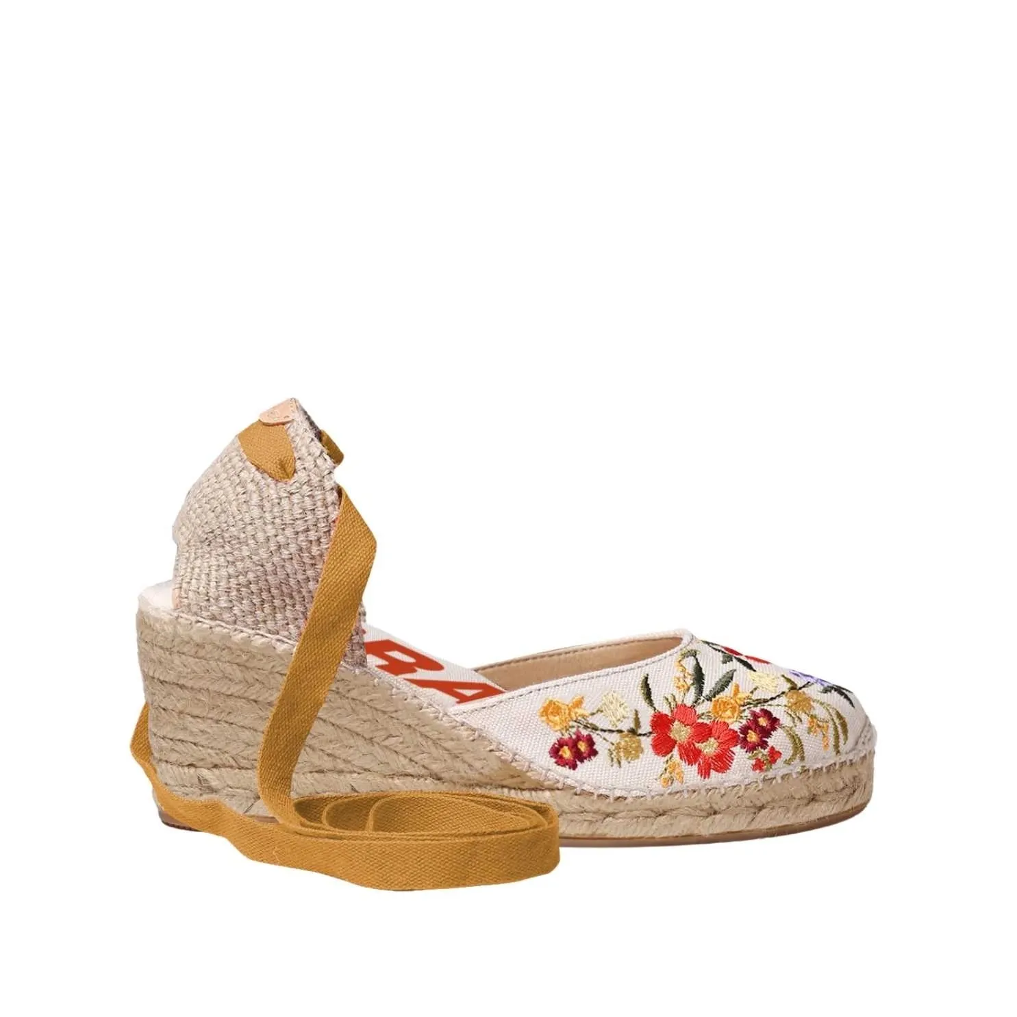 Vegan Multicolored Embroidery Wedges Espadrille For Women - Castell