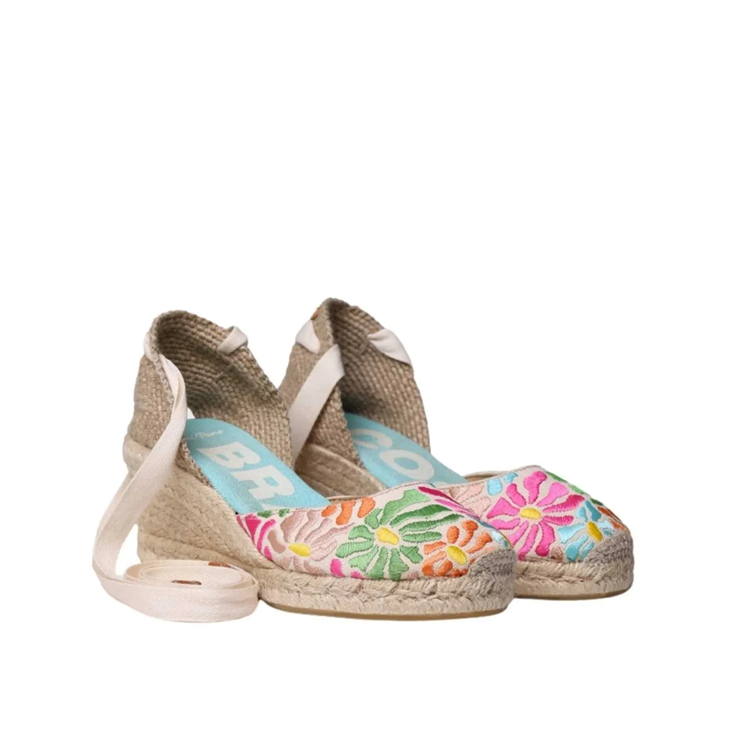 Vegan Multicolored Embroidery Wedges Espadrille For Women - Castell