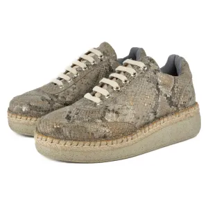 Vuyani : Ladies Leather Platform Espadrille Sneaker in Opal Rockafella