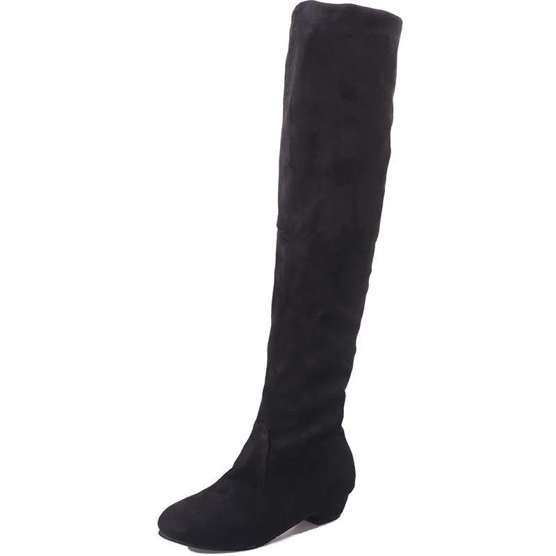 Women chunky low heel solid color over the knee boots