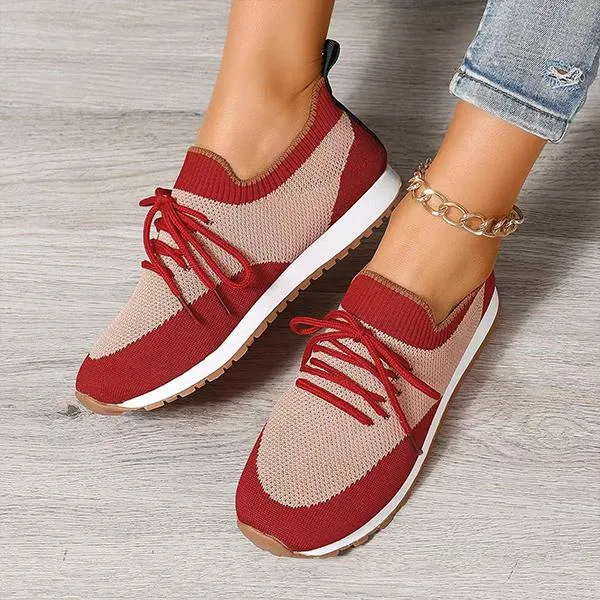 Women's Casual Mesh Breathable Flat Lace-up Sneakers 39537549S