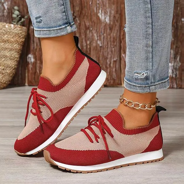 Women's Casual Mesh Breathable Flat Lace-up Sneakers 39537549S