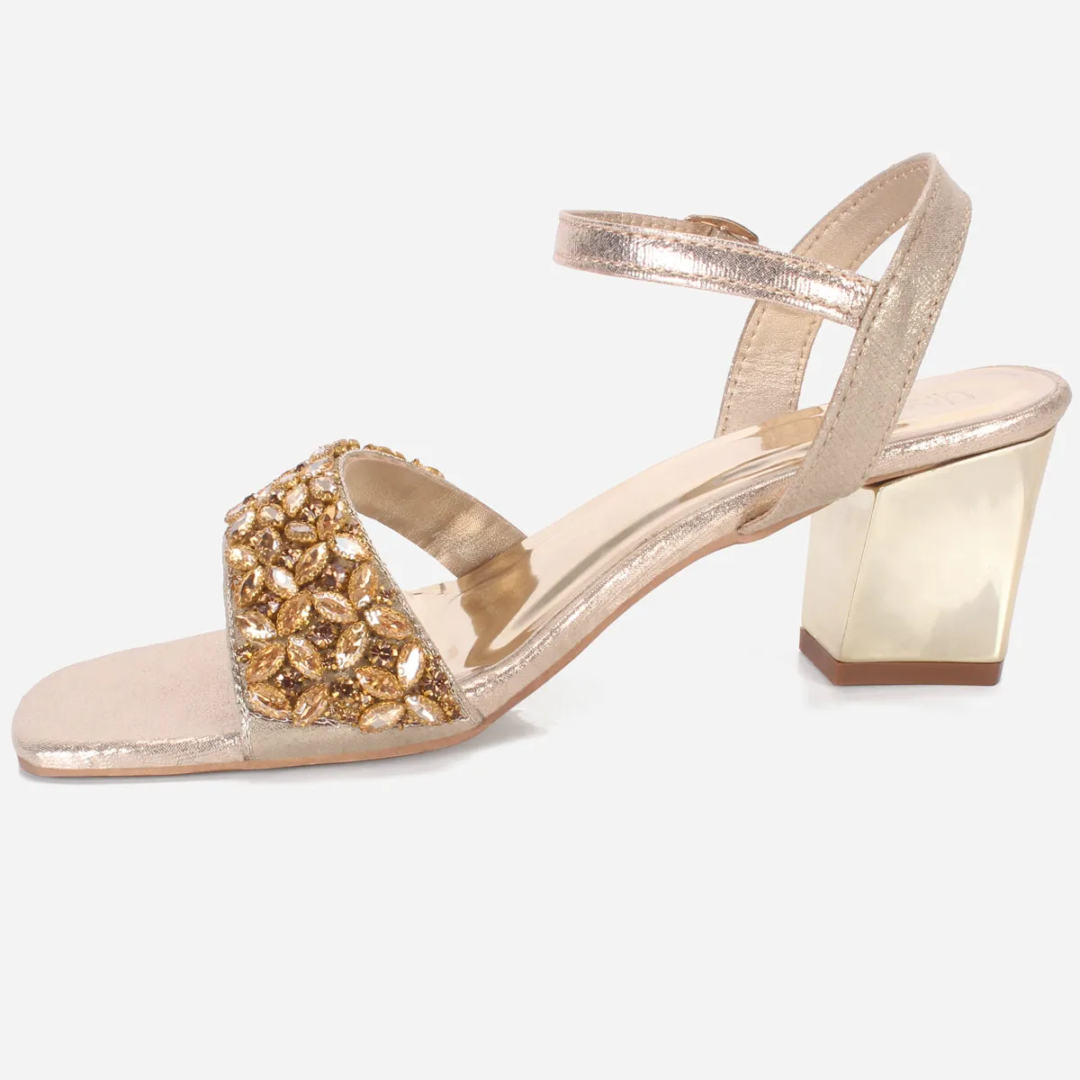 Womens "TAHIYA" Glitter Block Heel Sandals