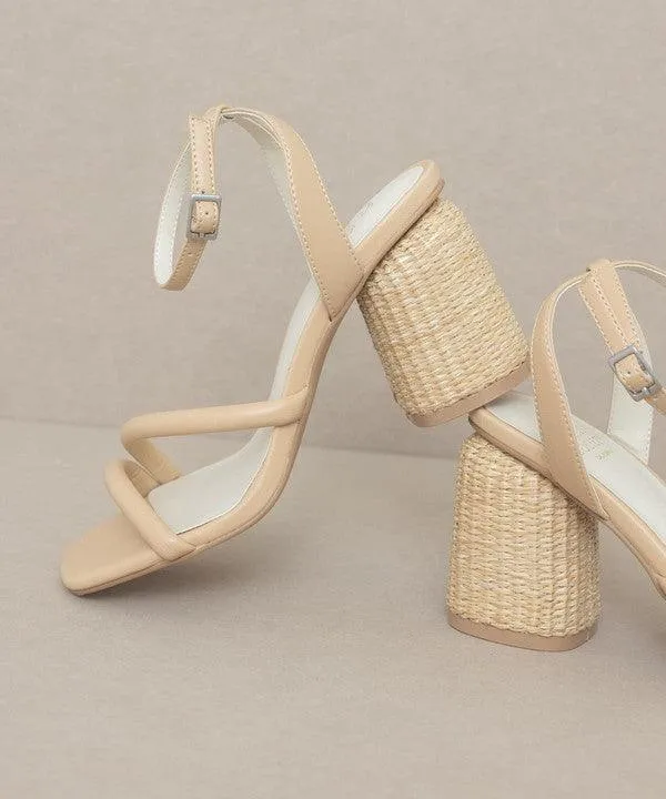 Womens Shoes Style No. Alaia - Strappy Raffia Heel Sandal